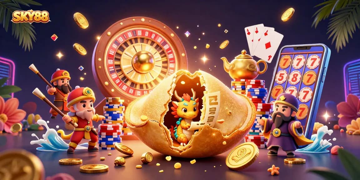 Experience thrilling moments at SKY88 with vibrant gold coins and dynamic gaming elements.