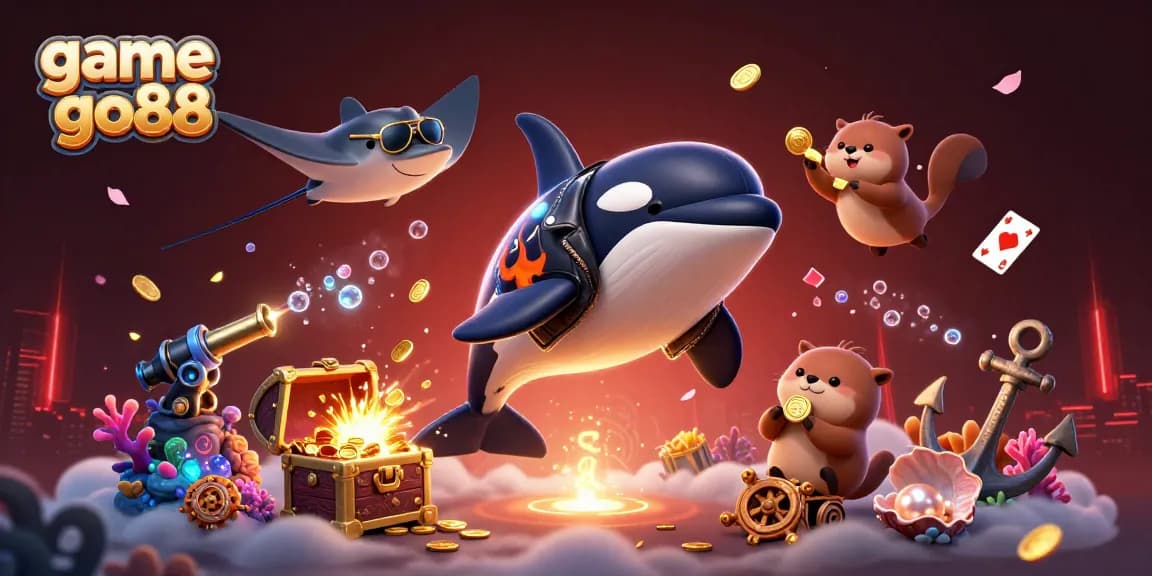 Experience the thrill of game go88 with dynamic sea creatures diving into action amidst shimmering treasures!