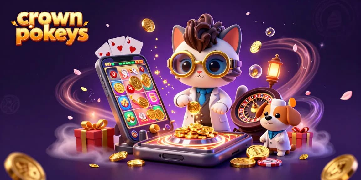 Spin to win with crown pokies in an immersive 3D casino scene featuring golden rewards!