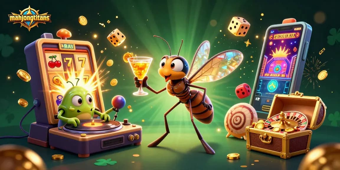 Experience the thrill of mahjongtitans with a dynamic casino scene featuring unique characters and game elements.