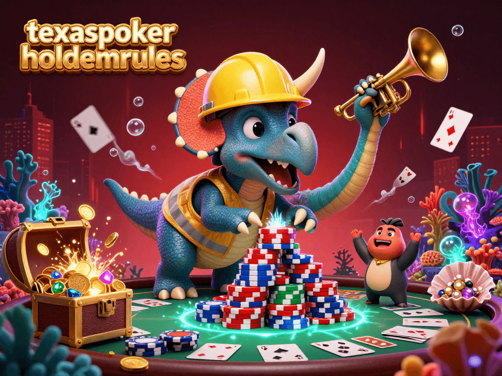 Experience texaspokerholdemrules with lively poker-themed creatures, vibrant chips, and glowing underwater accents.