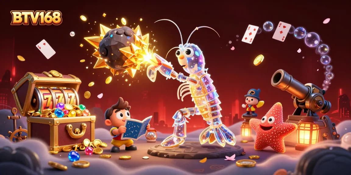 BTV168 engages players with exciting slot and casino elements in a vibrant underwater scene.