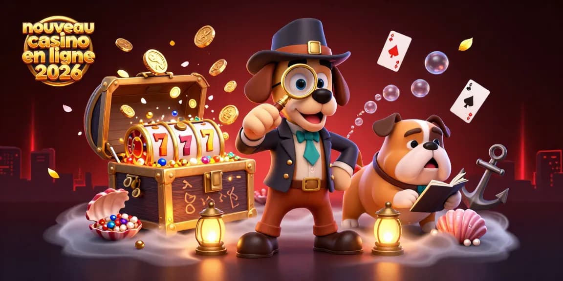 Venez découvrir le nouveau casino en ligne 2026 avec un détective et des indices en jouets, entouré de trésors.