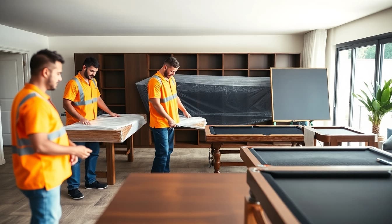Providing game table movers services with professional care and efficiency in a home setting.