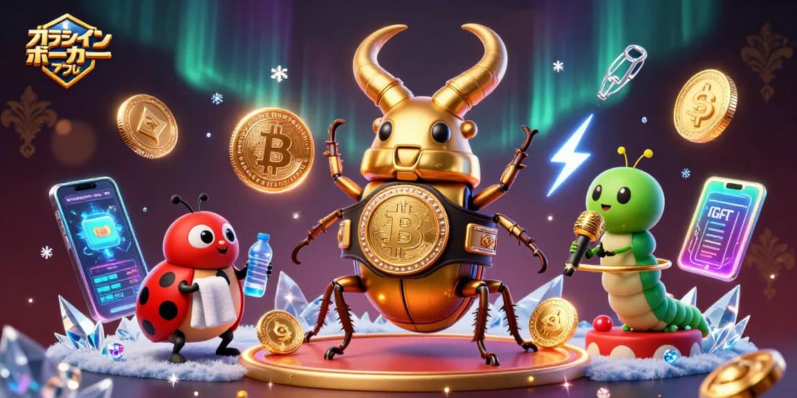 オンラインポーカーアプリで人気のポーカーゲームに興じる、キャラクター達の楽しいシーン