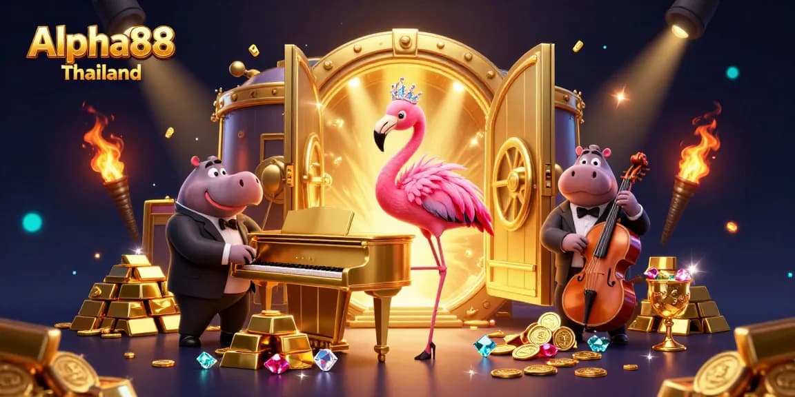 Engage with Alpha88 Thailand's enticing promotions and rewards in a vibrant casino illustration.