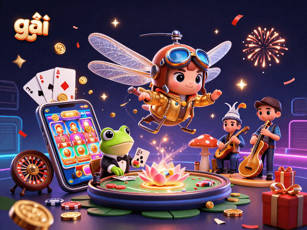 Gái gọi tham gia vào đối đầu sòng bạc với cảm hứng từ casino, rực rỡ sắc màu và hình ảnh sinh động.