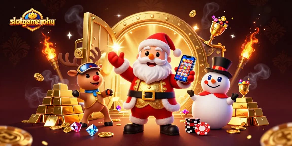 Spin to win big at slotgamenohu with festive characters in a dazzling casino setting.