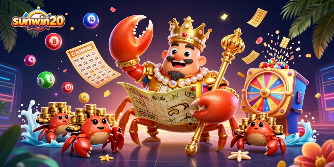 Engage in thrilling gaming with sunwin20 featuring a golden crab emperor amidst lottery excitement.