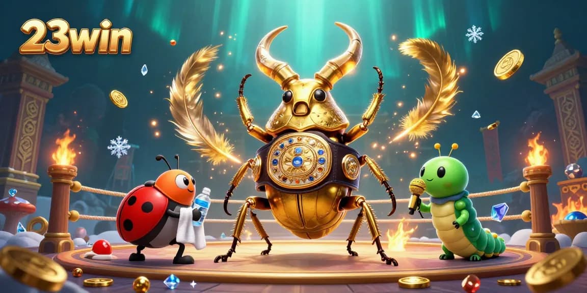 Experience the thrill of betting at 23win with radiant game characters sparring in an energetic casino arena.