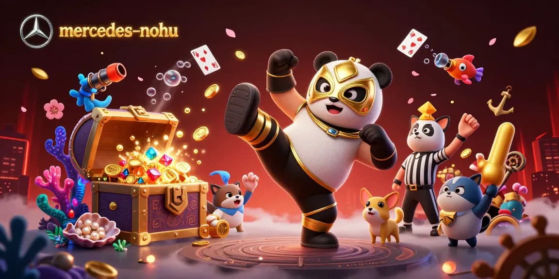 Experience thrilling action with mercedes-nohu as the panda wrestler leaps, entertaining casino fans in vibrant illustration.