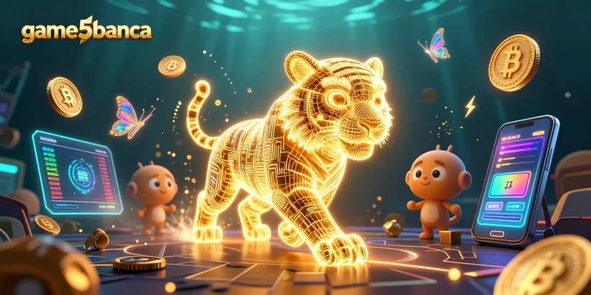 Engage in thrilling gameplay at game5banca with dynamic golden tiger characters and crypto elements.