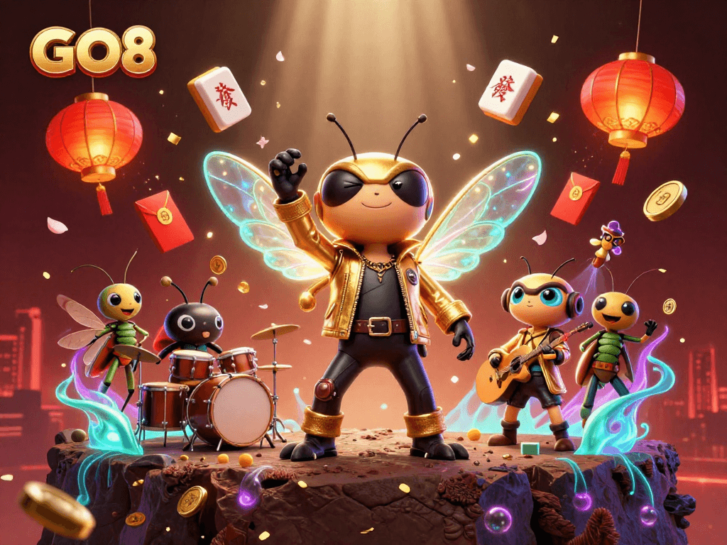 Bet on excitement and thrill with GO8 as a vibrant 3D casino celebration unfolds.