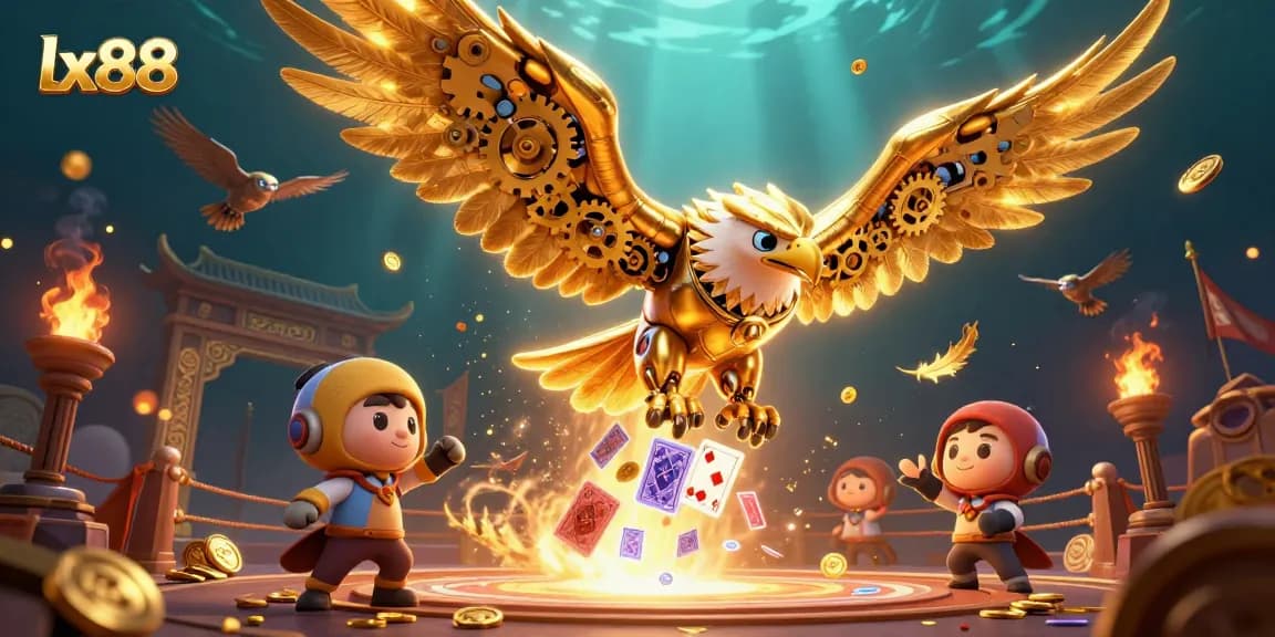 Ignite winning strategies with lx88's vibrant 3D casino illustration showcasing dynamic gaming action.