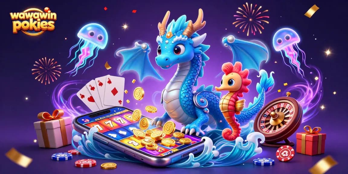 Experience the thrill of wawawin pokies with an enchanting 3D casino scene celebrating big wins and vibrant gaming.