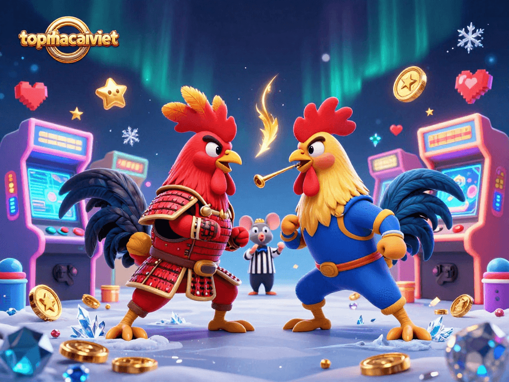 Engage in thrilling online battles at topnhacaiviet with dynamic rooster fighters and vibrant game elements.
