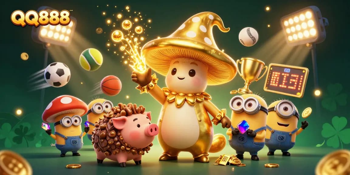 Celebrate winning moments with QQ888 at the vibrant golden mushroom wizard casino scene.