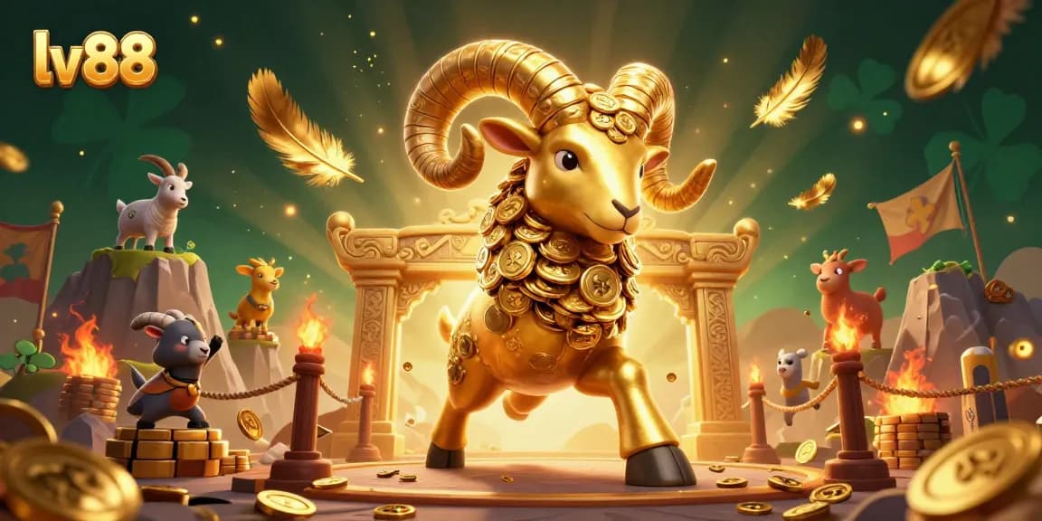 Experience thrilling gameplay at lv88 with bold golden ram charging through a vibrant casino scene.