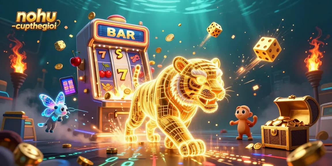 Experience nohu-cupthegioi in this captivating casino scene featuring vibrant characters and dynamic gambling elements.