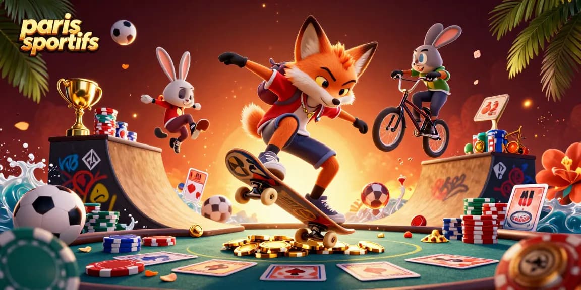 Gagnez avec les paris sportifs grâce à cette illustration dynamique de personnages de casino.