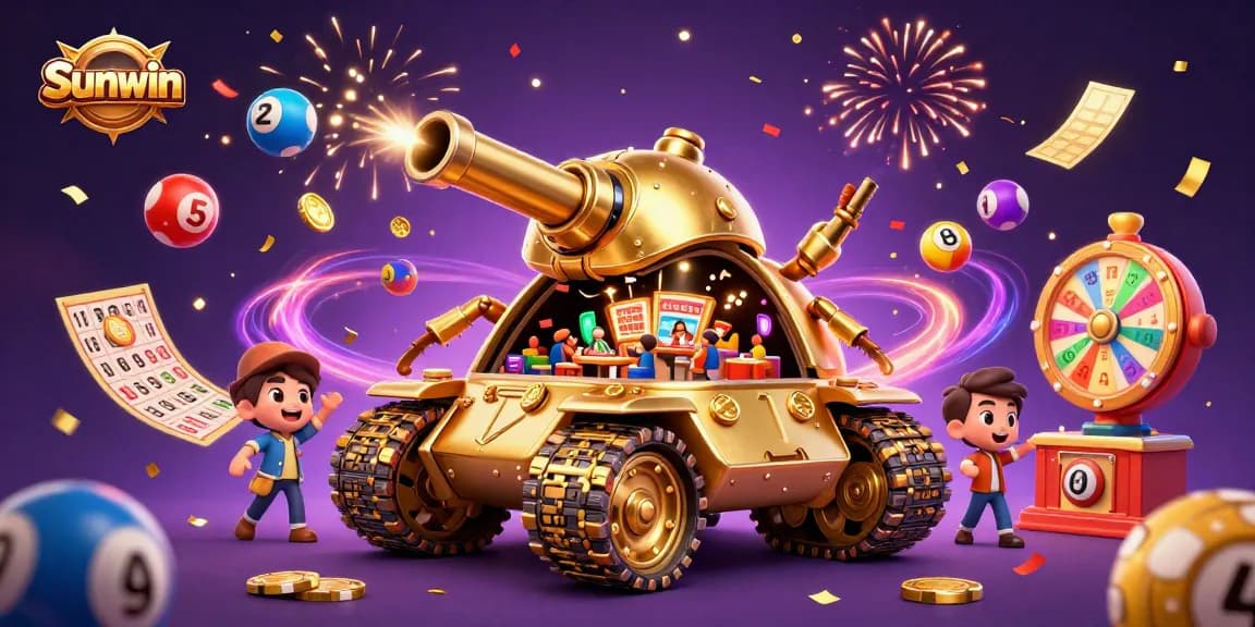 Experience thrilling gameplay at Sunwin with a golden beetle tank revealing a vibrant casino.