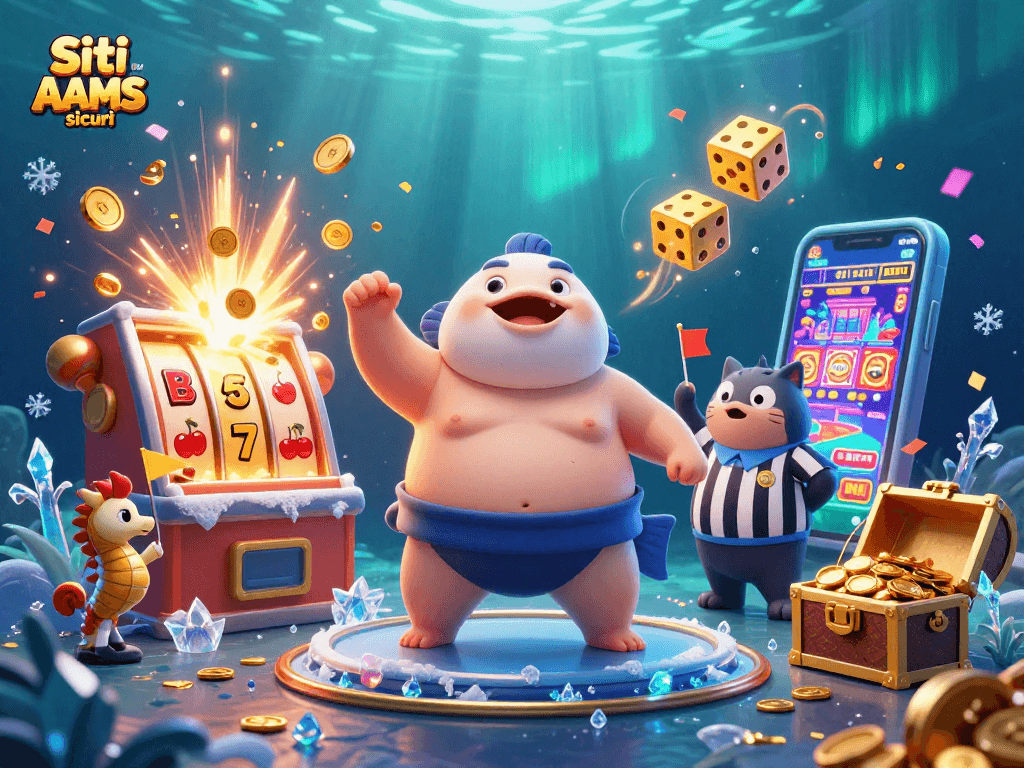 Scopri Siti non AAMS sicuri con un'illustrazione vibrante di casinò online e divertimento magico.