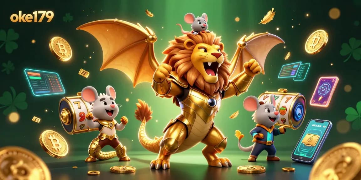 Experience thrilling gameplay and big wins at oke179 with this vibrant casino illustration.