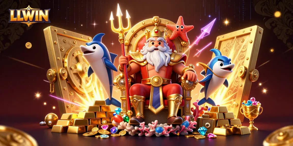 Experience the thrilling world of LLWIN with Neptune and treasure in a vibrant casino adventure.