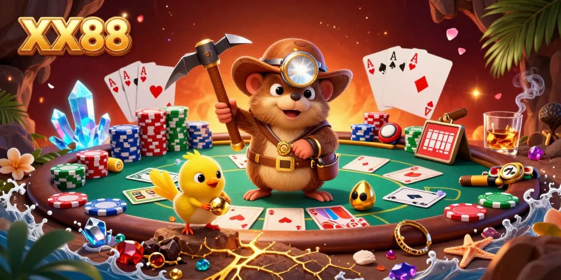 Experience XX88’s treasure hunt with vibrant animations and thrilling poker elements.