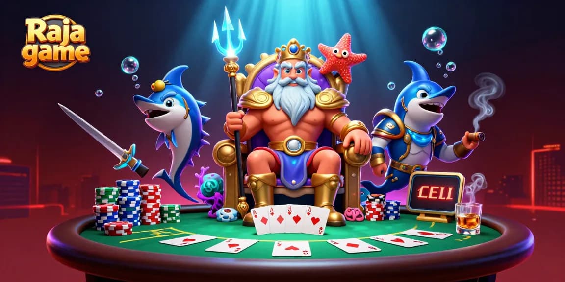 Engage in thrilling poker games with Raja game featuring Neptune and vibrant casino elements.
