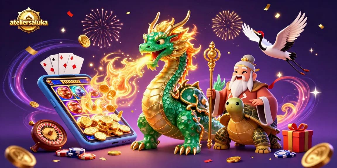 Experience thrilling gameplay at ateliersaluka with the majestic dragon and vibrant casino elements.