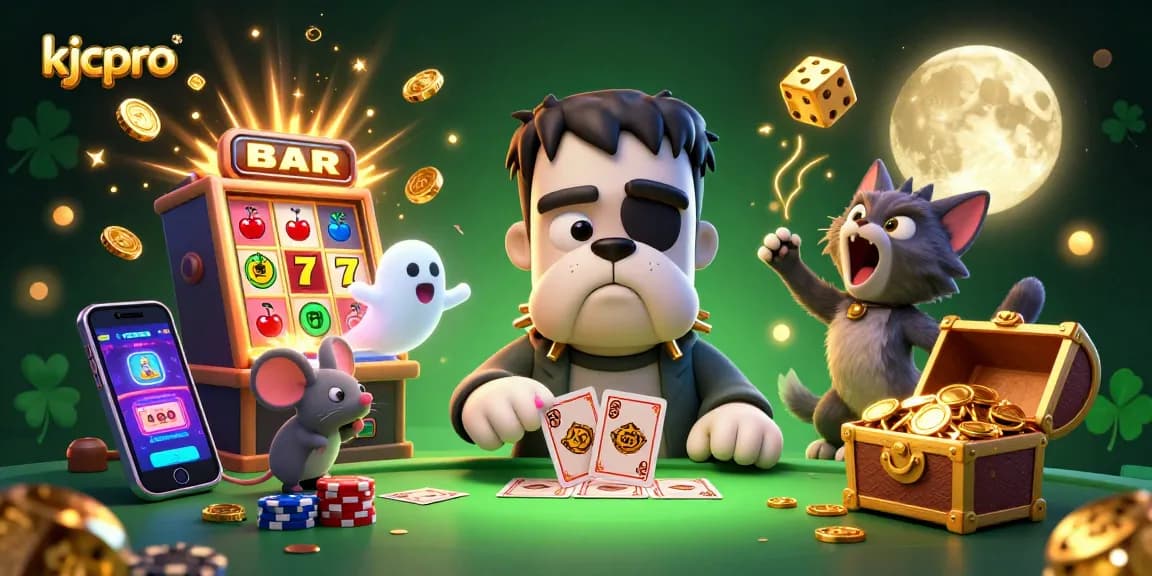 Engage with kjcpro's thrilling casino atmosphere featuring vibrant characters and explosive game elements.