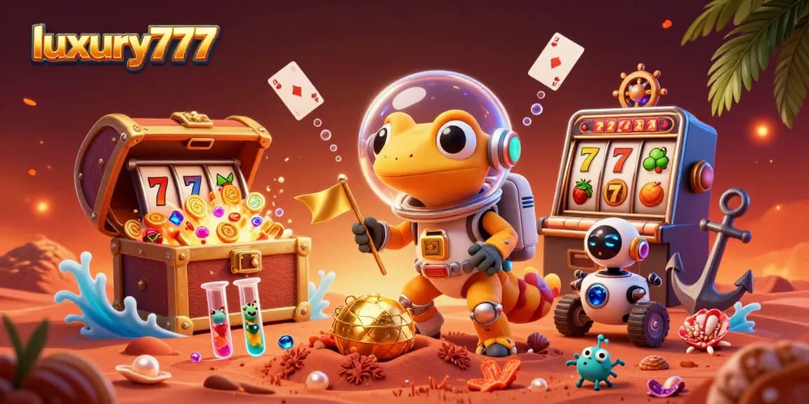 Explore the luxury777 gaming universe with vibrant characters and bursting casino elements.