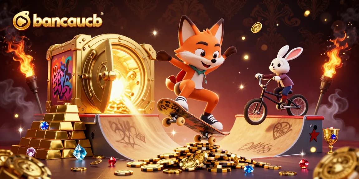 Engage in thrilling adventures with bancaucb's captivating illustration, showcasing a dynamic fox and rabbit in a vibrant casino scene.