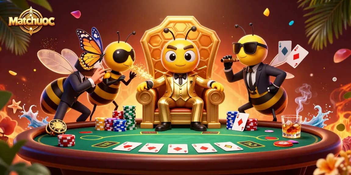 Experience poker action with matchuoc featuring a bumblebee mob boss and vibrant game elements.