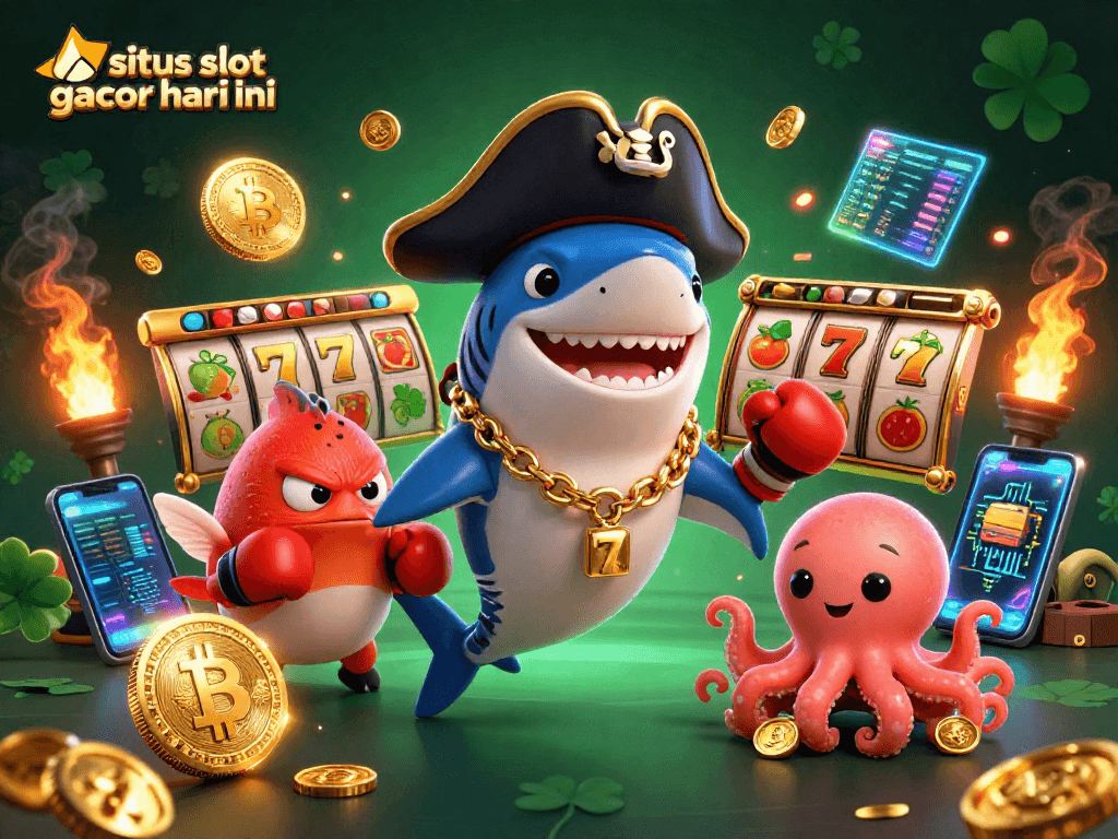 Situs slot gacor hari ini showcases vibrant characters and symbols in a dynamic casino scene.