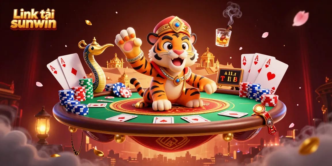 Engage with Link tải sunwin as the animated sultan and genie lead a vibrant casino scene.
