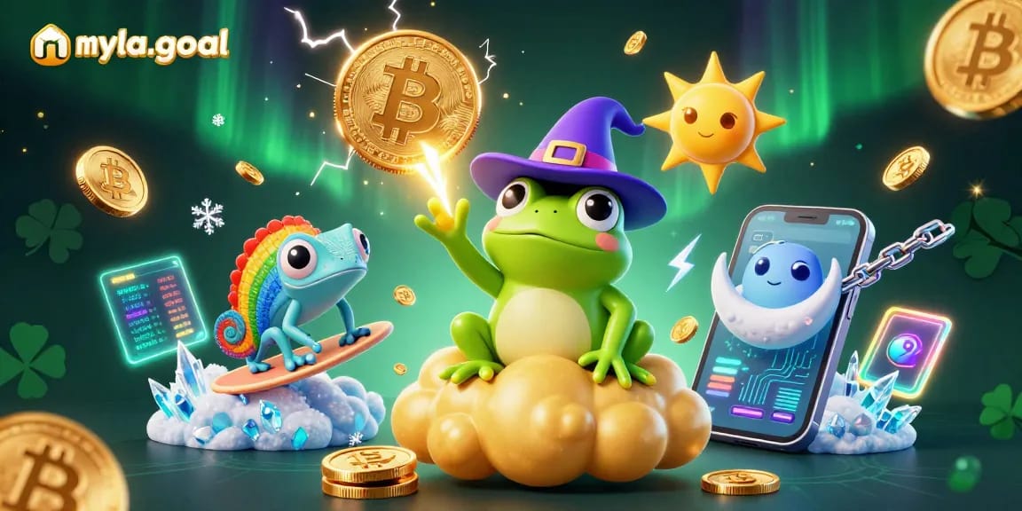 Experience the thrill of myla-goal with a wizard frog and chameleon in a vibrant casino world.