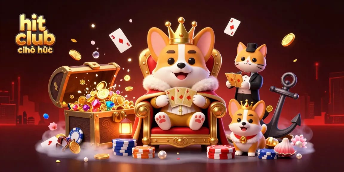 Join the excitement at hit club chính thức, where the royal corgi rules a vibrant casino scene filled with treasures and games.