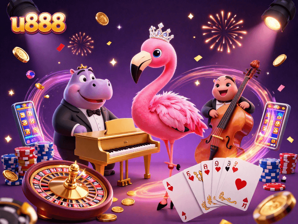 Engage with thrilling u888 casino experiences featuring vibrant 3D characters and sparkling casino elements.