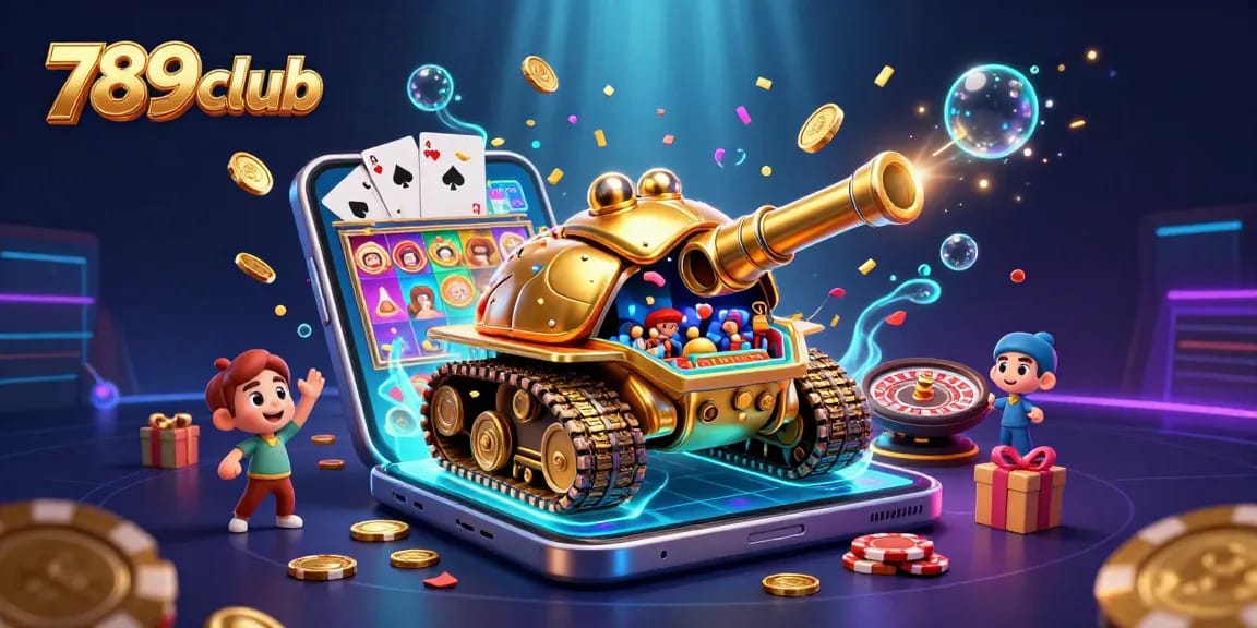 Experience thrilling gaming action at 789club with vibrant casino elements illustrated in 3D.