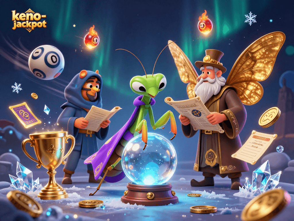 Bet big with keno-jackpot game where mystical fortune teller predicts winning numbers