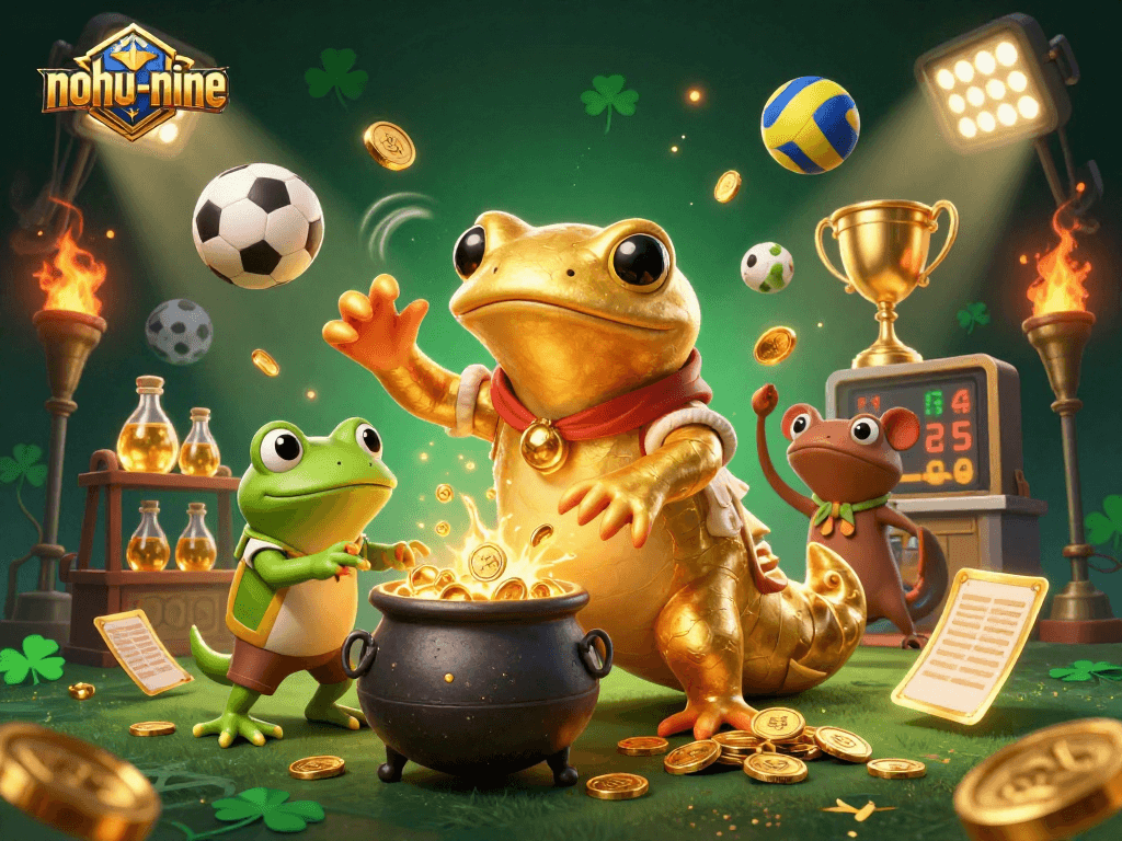 Experience the excitement of nohu-nine gaming with alchemists, sports elements, and shining gold coins.