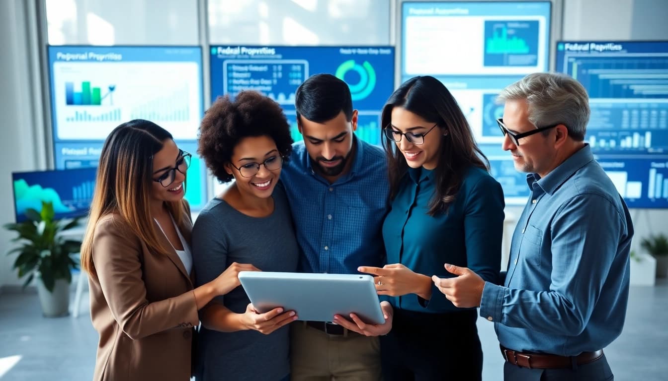 Teams efficiently handle federal proposal automation in a modern office during project collaboration.