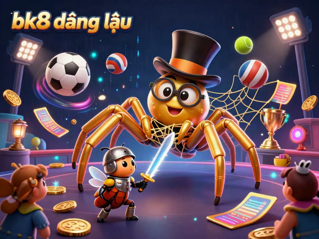 bk8 đăng nhập and the vibrant world of online betting featuring a golden tarantula and brave beetle knight