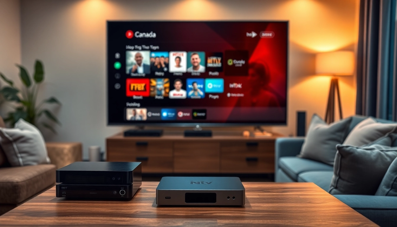 Explore the best of IPTV Canada in a relaxing living room setup with TV and streaming devices.