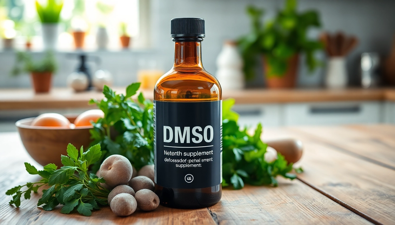 DMSO supplement displayed elegantly among natural ingredients, emphasizing its health benefits.