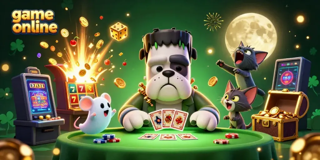 Experience thrilling game online action with colorful characters and vibrant casino elements in a dynamic 3D scene.