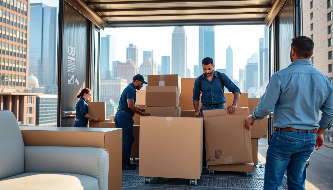 Engaged team providing Commercial Moving Services NYC, showcasing a professional and efficient office relocation.