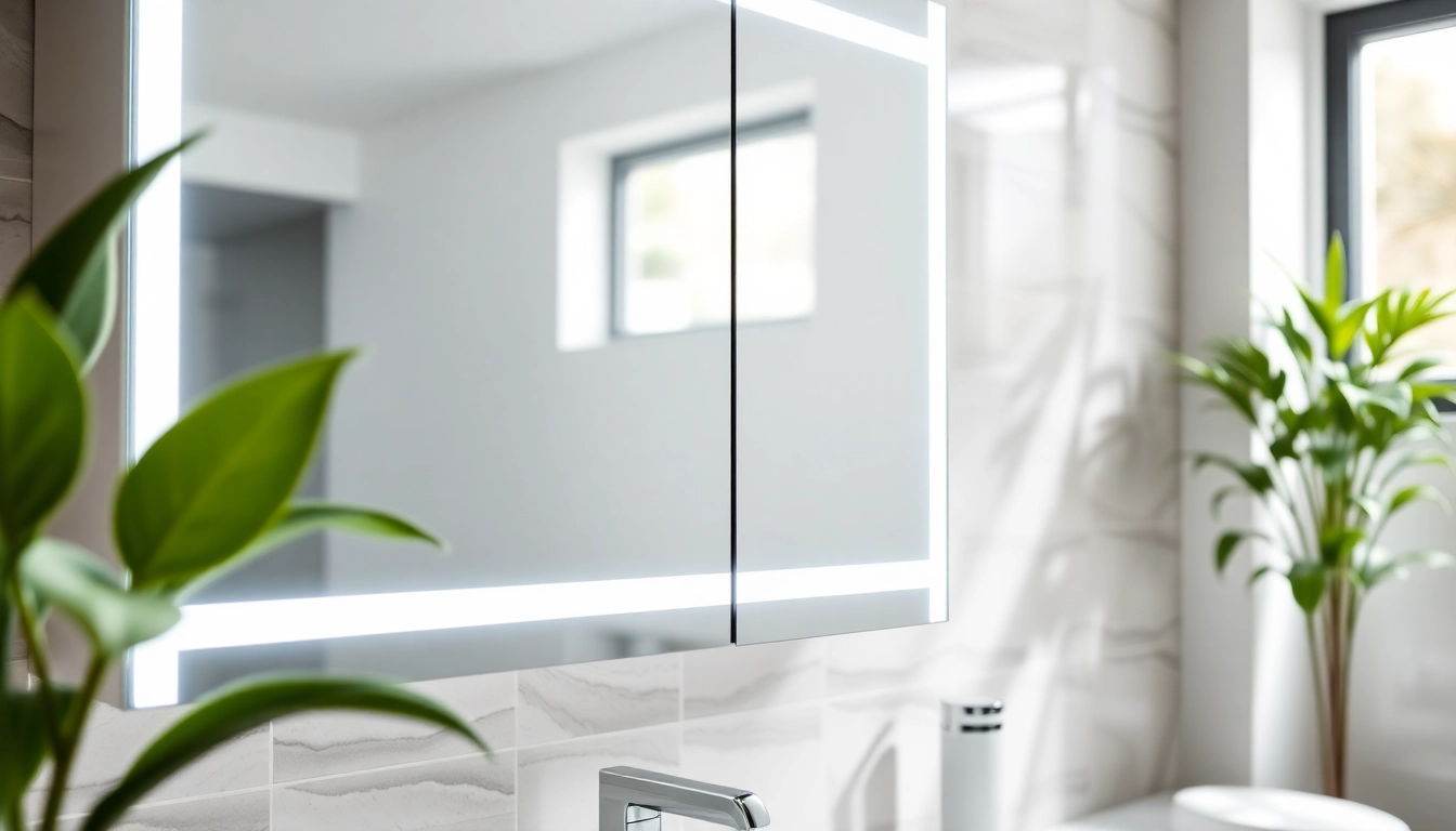 Entdecken Sie badezimmer spiegelschränke beleuchtung mit elegantem Design und natürlichem Licht in einem modernen Bad.